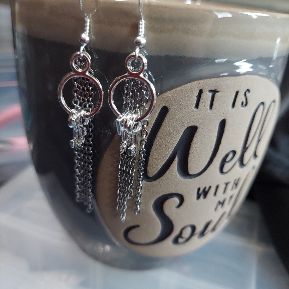 Handmade Chain and Key Earrings